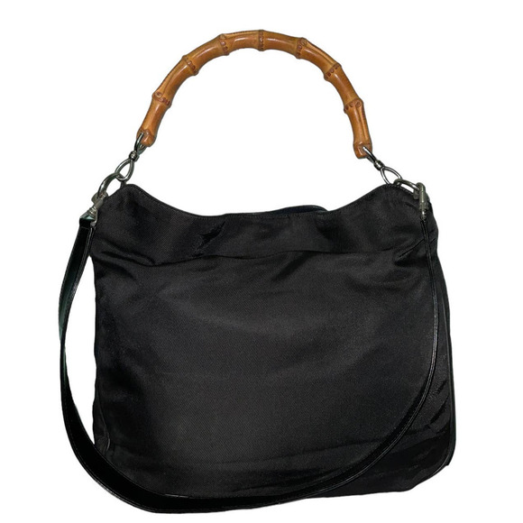 Gucci Pre-Owned 2000s Black Nylon Bamboo Tote Bag - Picture 1 of 16